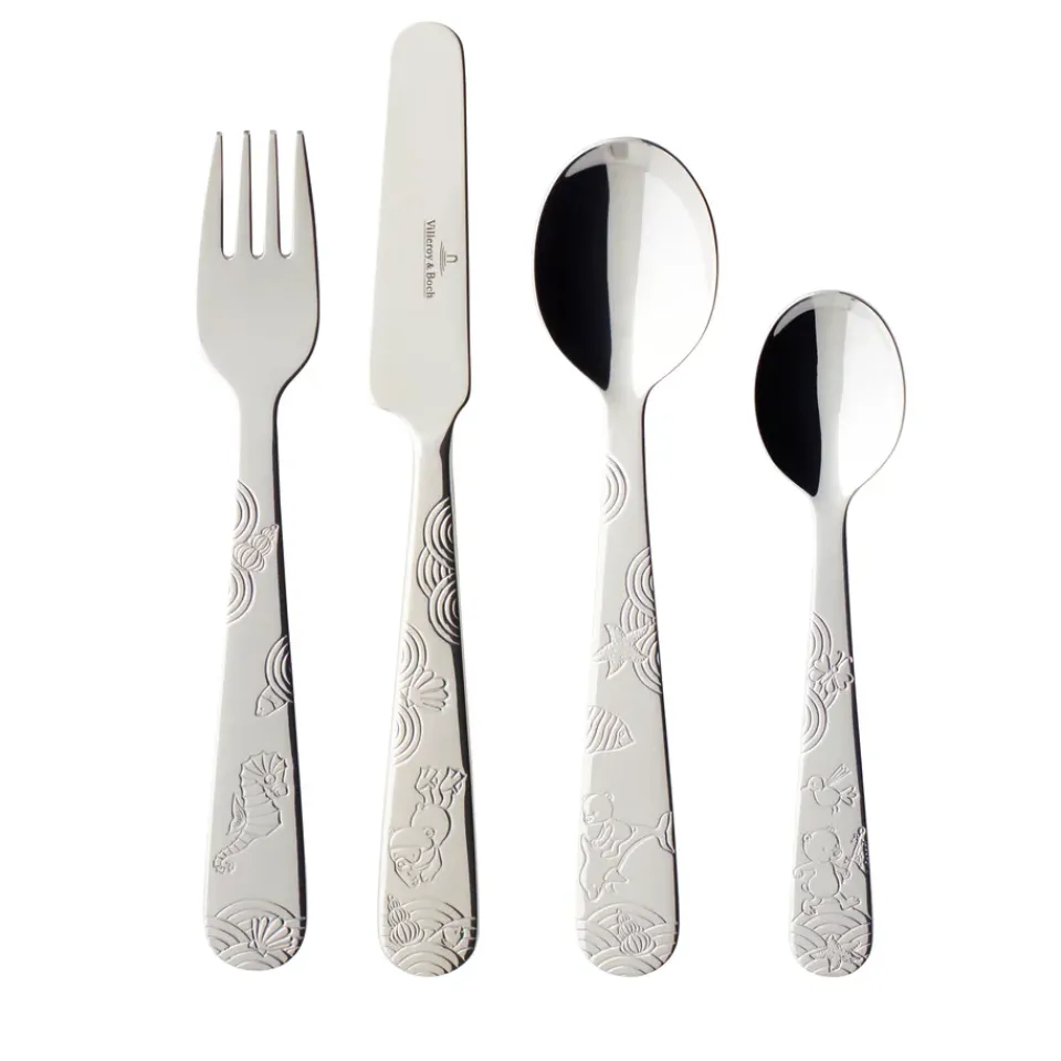 Children's Cutlery^Villeroy & Boch Happy as a Bear children's cutlery 4 pieces, Stainless steel Silver-coloured