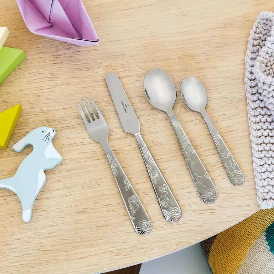 Children's Cutlery^Villeroy & Boch Happy as a Bear children's cutlery 4 pieces, Stainless steel Silver-coloured