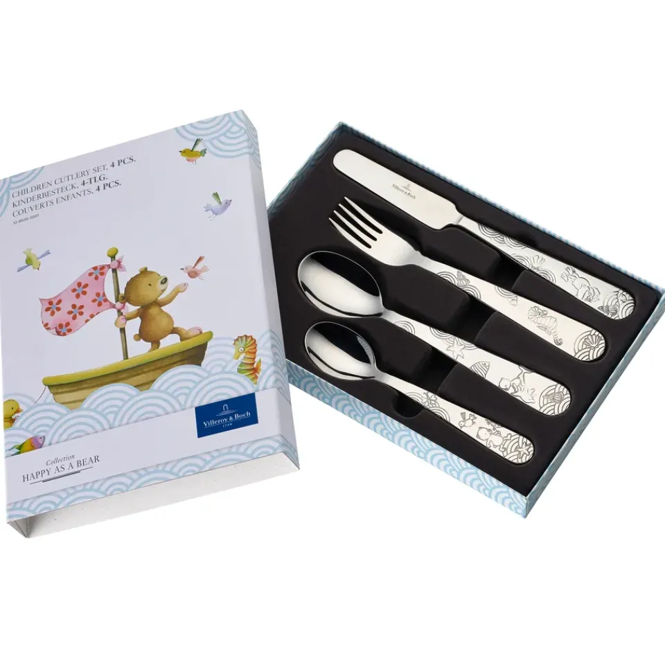 Children's Cutlery^Villeroy & Boch Happy as a Bear children's cutlery 4 pieces, Stainless steel Silver-coloured