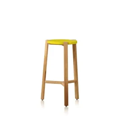 Clearance A2 Happy Barstool low, , oak legs Yellow