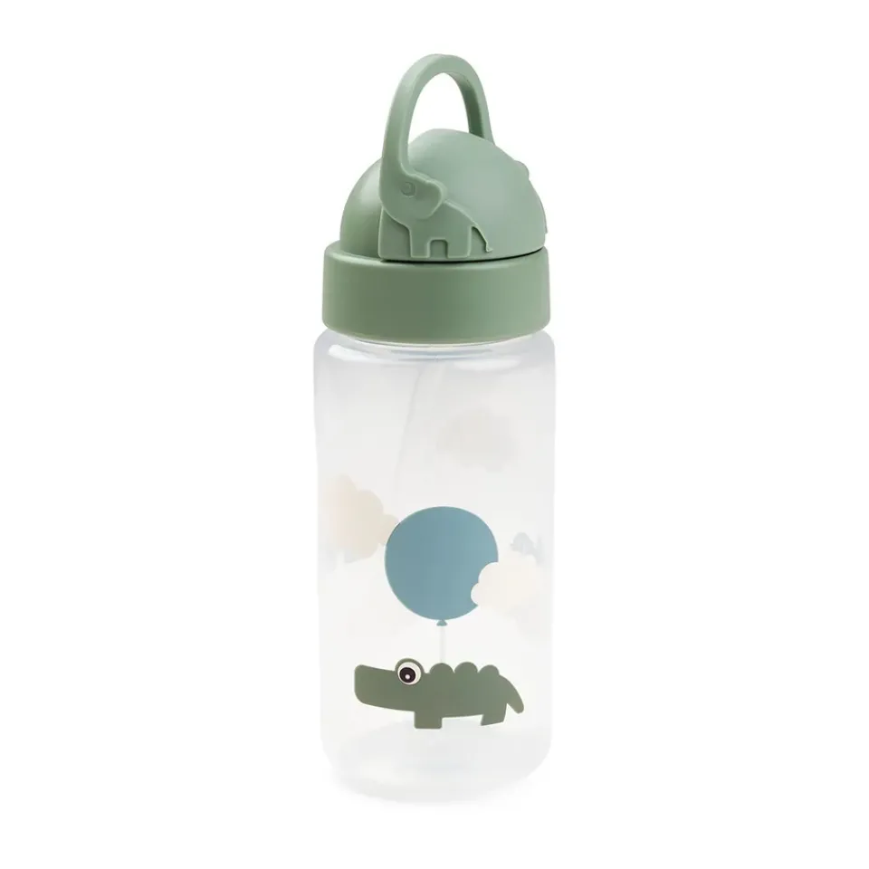 Sale Done by deer Happy Clouds bottle with straw, Green