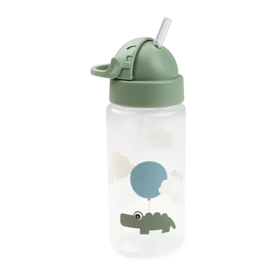 Sale Done by deer Happy Clouds bottle with straw, Green