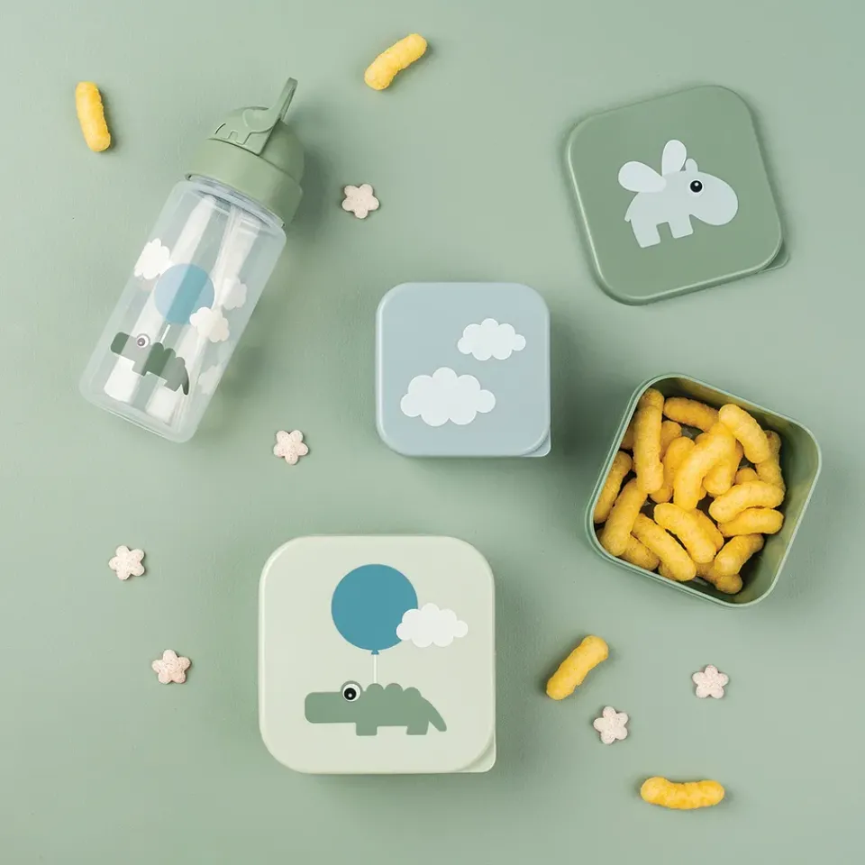 Sale Done by deer Happy Clouds bottle with straw, Green