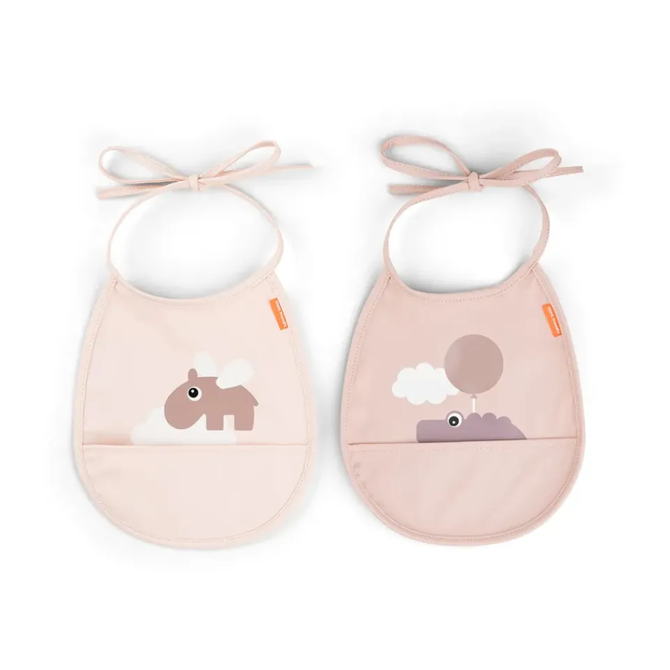 Online Done by deer Happy Clouds Tiny bib 2-pack, Powder Beige