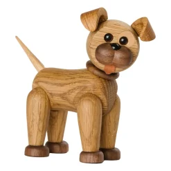 Wooden Figures^Spring Copenhagen Happy dog decoration, Oak Brown