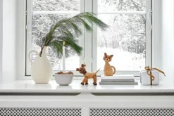 Wooden Figures^Spring Copenhagen Happy dog decoration, Oak Brown