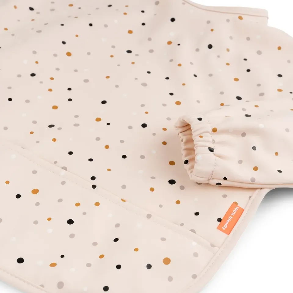 Bibs^Done by deer Happy Dots bib with sleeves, Powder Beige