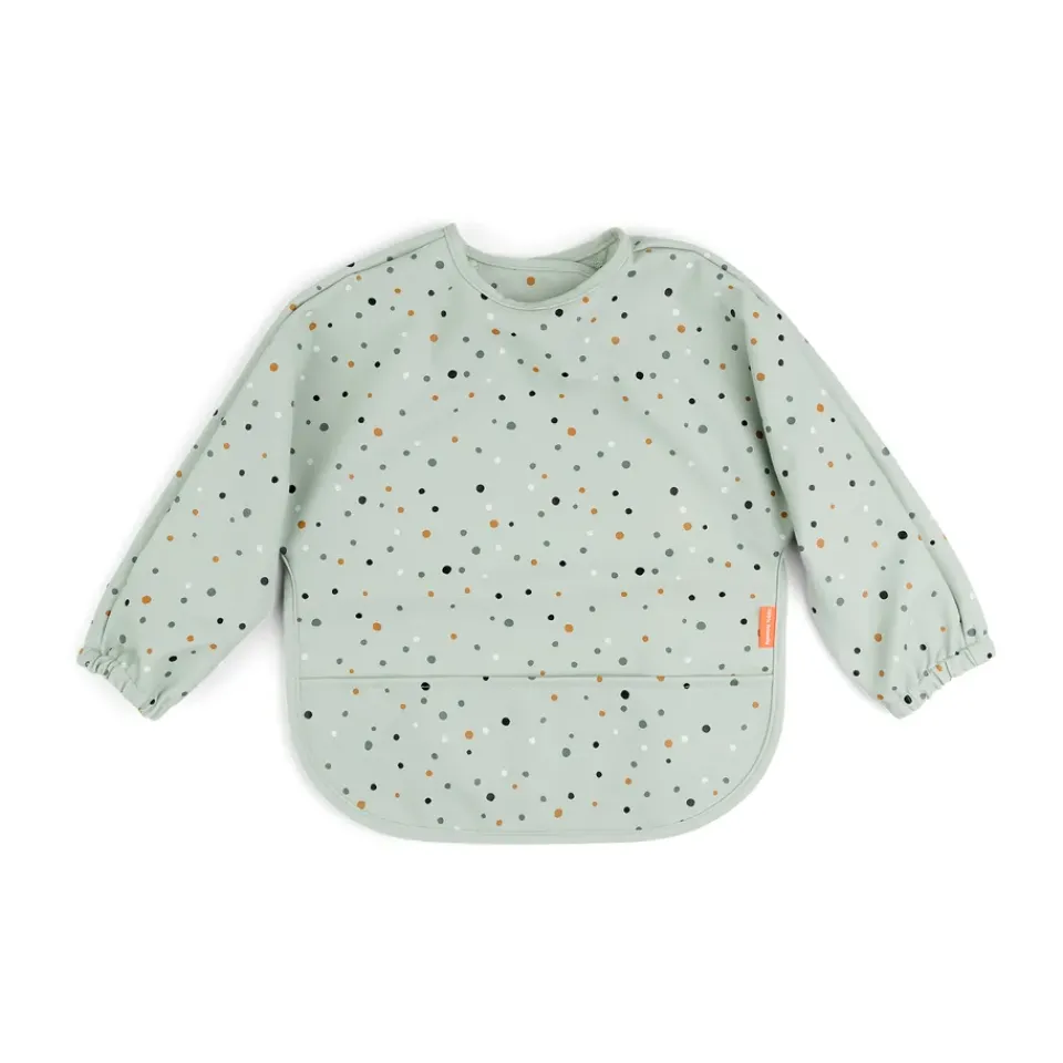 Clearance Done by deer Happy Dots bib with sleeves, Green