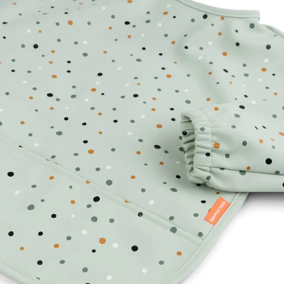 Clearance Done by deer Happy Dots bib with sleeves, Green