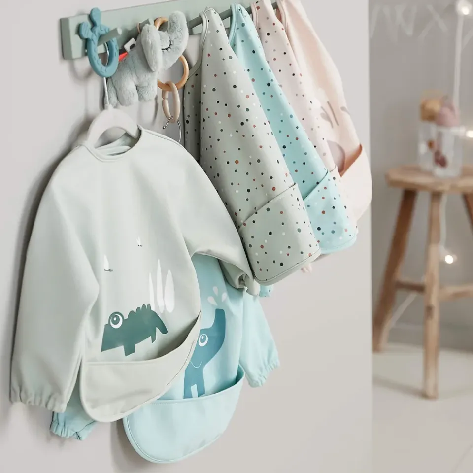 Clearance Done by deer Happy Dots bib with sleeves, Green