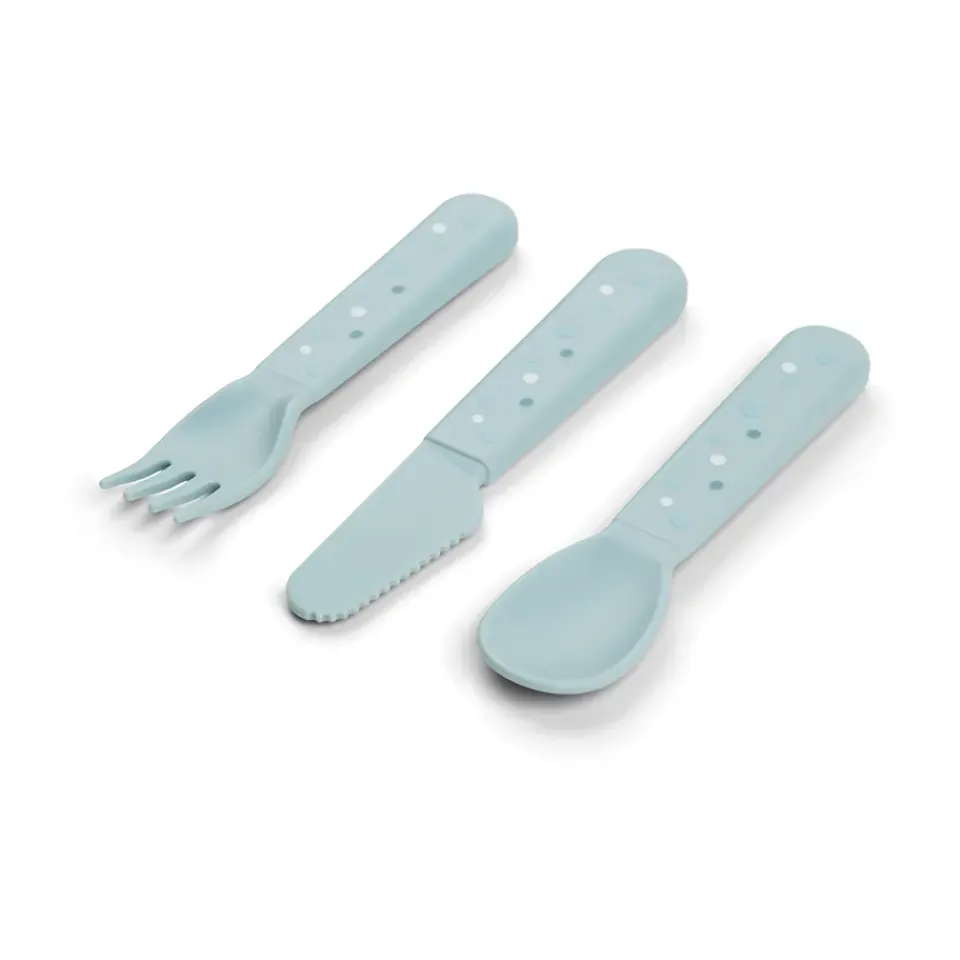 Best Done by deer Happy Dots foodie cutlery set 3 pieces, Blue