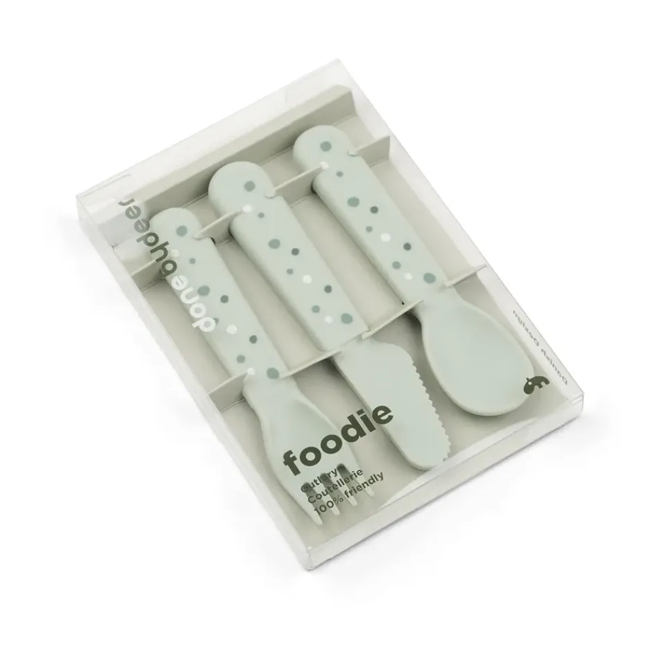 Online Done by deer Happy Dots foodie cutlery set 3 pieces, Green