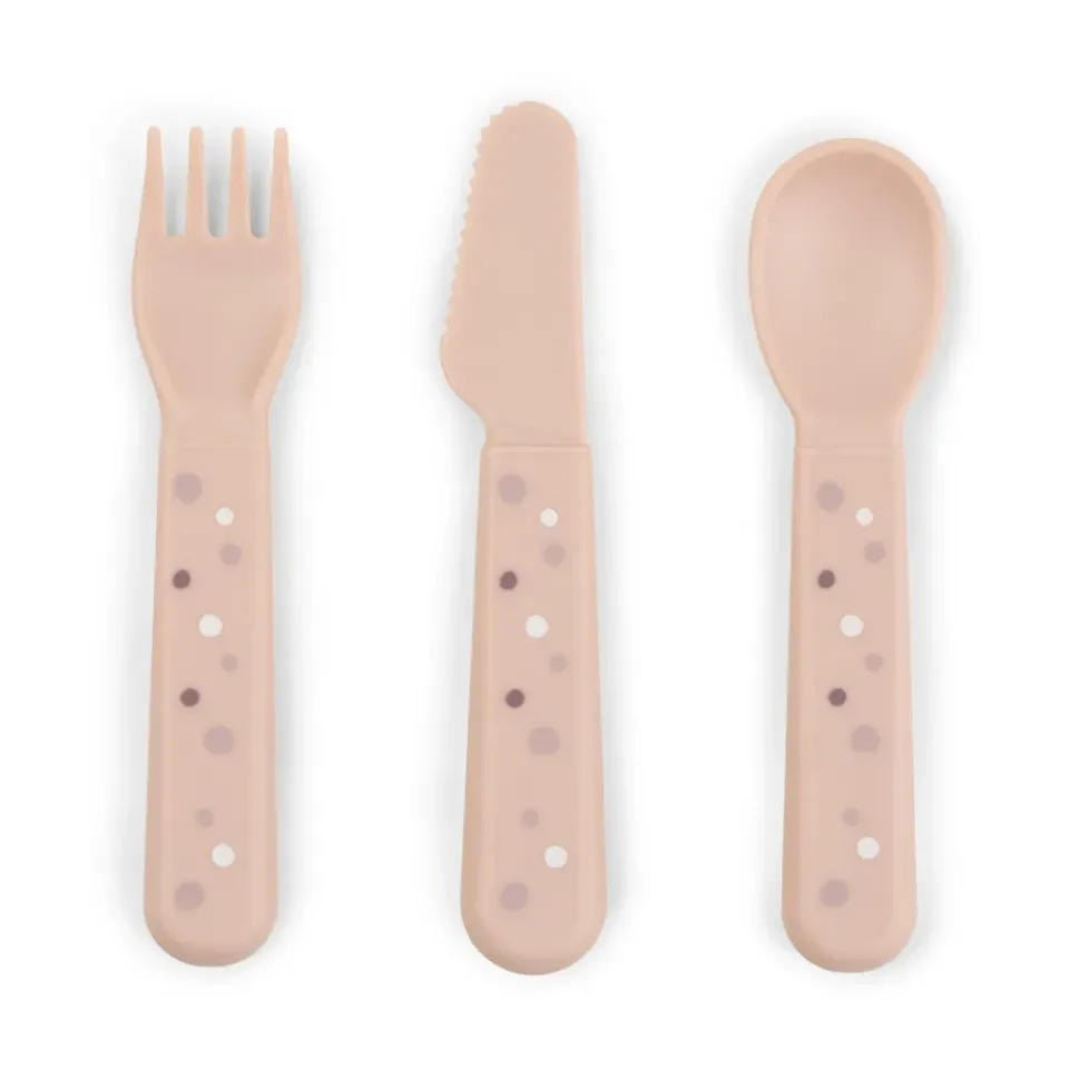 Discount Done by deer Happy Dots foodie cutlery set 3 pieces, Powder Beige