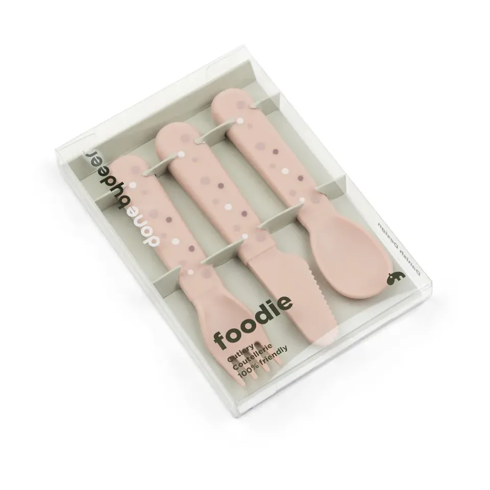 Discount Done by deer Happy Dots foodie cutlery set 3 pieces, Powder Beige