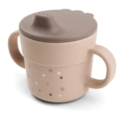 Best Done by deer Happy Dots foodie sippy cup 21.5 cl, Powder Beige