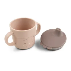 Best Done by deer Happy Dots foodie sippy cup 21.5 cl, Powder Beige