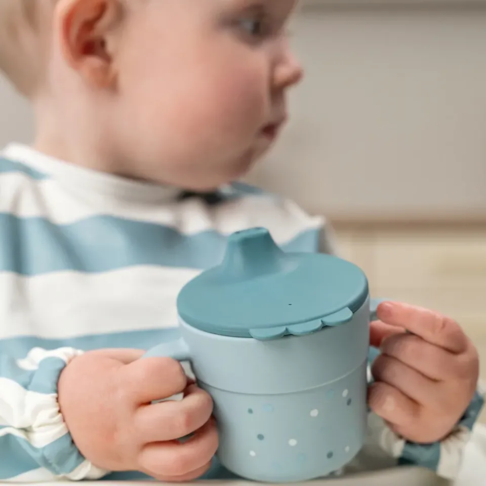 Best Done by deer Happy Dots foodie sippy cup 21.5 cl, Blue