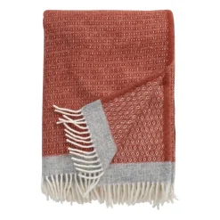 Hot Klippan Yllefabrik Harald wool throw 130x200 cm, Rust-grey BrownGrey