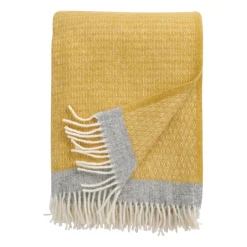 Outlet Klippan Yllefabrik Harald wool throw 130x200 cm, Yellow-grey YellowGrey