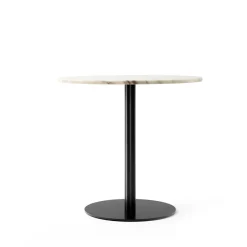 Dining Tables^Audo Copenhagen Harbour Column dining table, Marble off , black stand Ø80 cm White