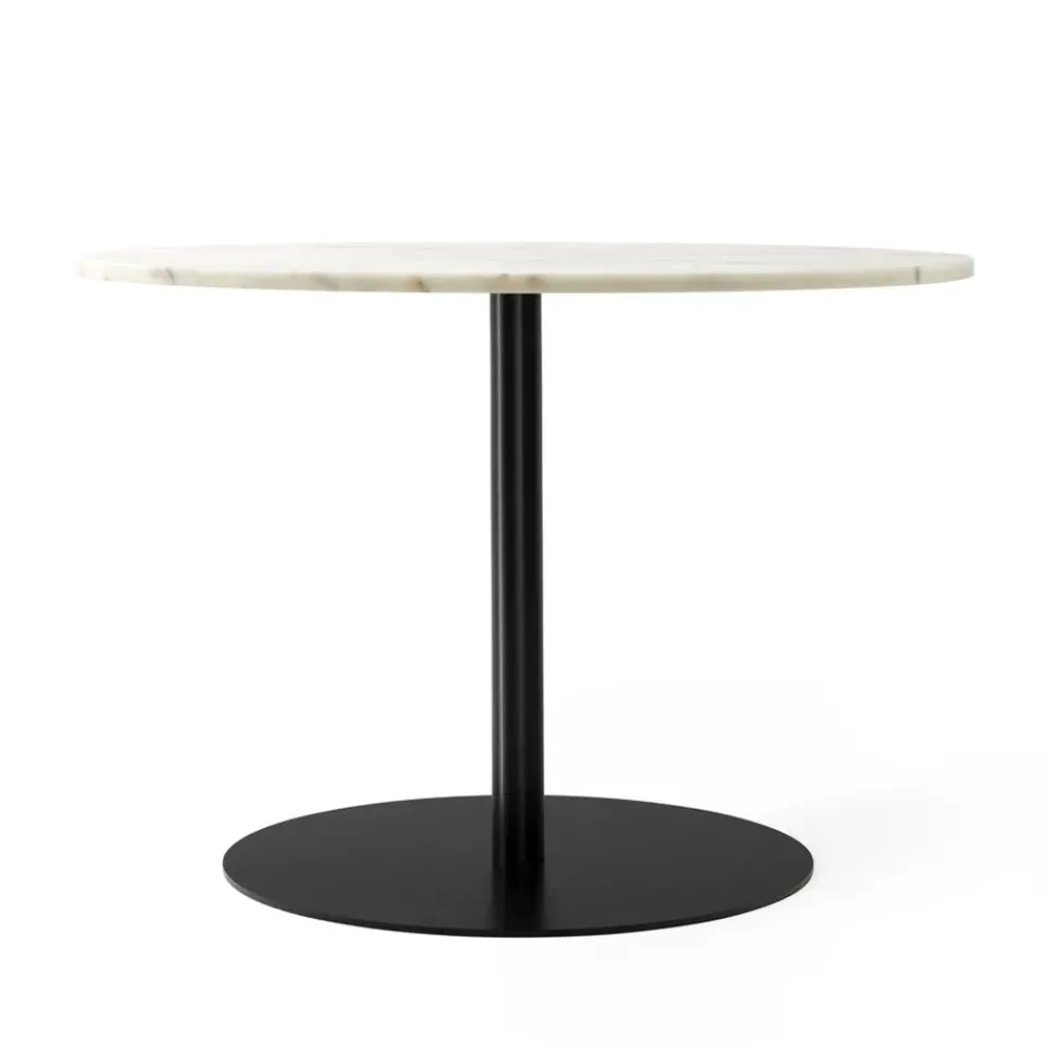 Discount Audo Copenhagen Harbour Column dining table, Marble off . ø105 cm. black stand White