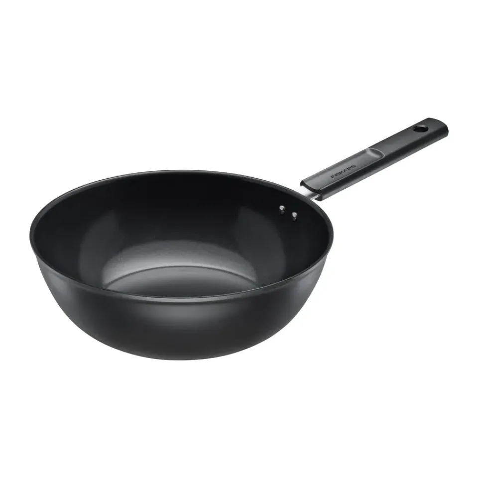 Woks^Fiskars Hard Face wok pan Ceratec Superior, 28 cm Black