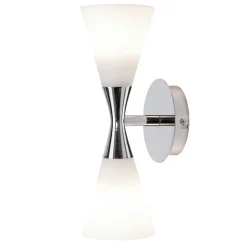 Reading Lamps|Wall Lights^Herstal Harlekin duo wall lamp, chrome-white Silver-colouredWhite