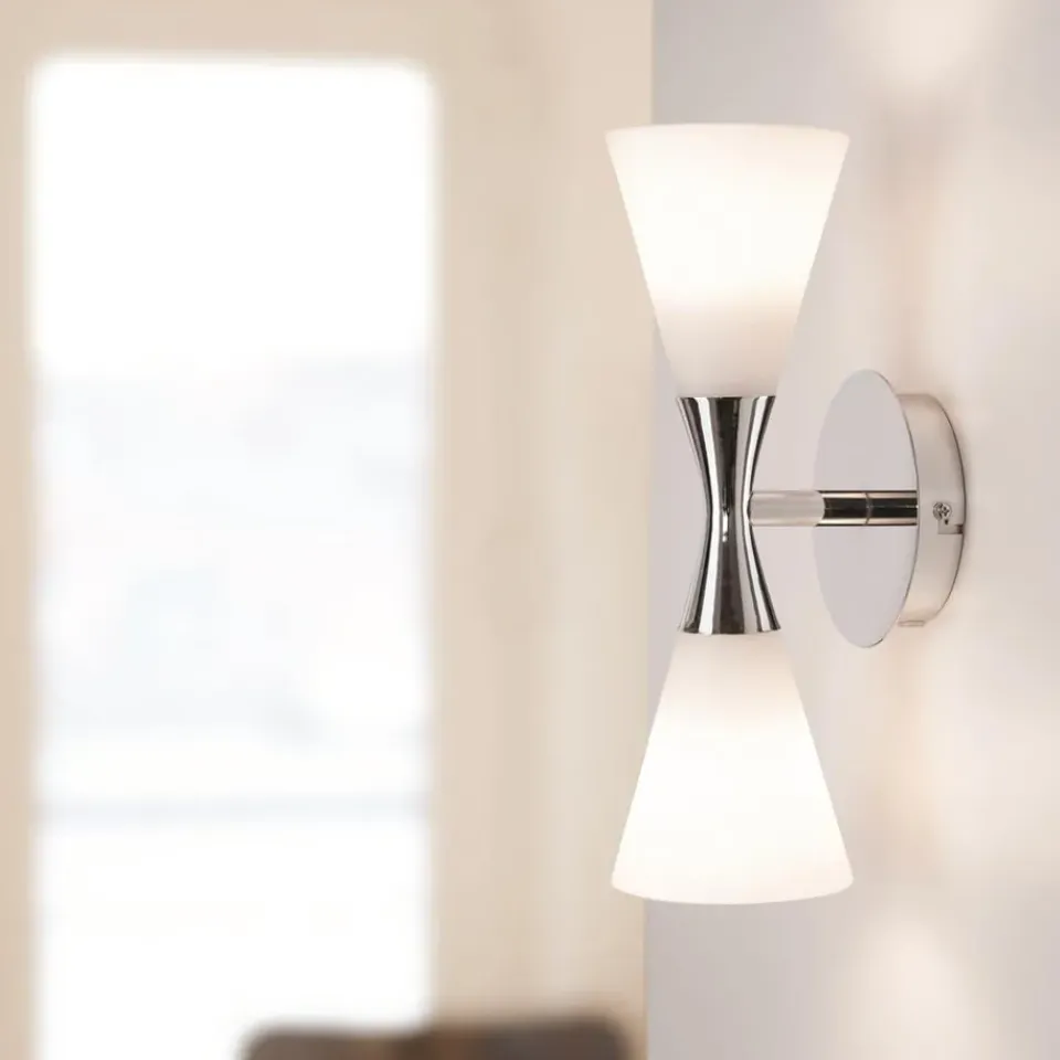 Reading Lamps|Wall Lights^Herstal Harlekin duo wall lamp, chrome-white Silver-colouredWhite