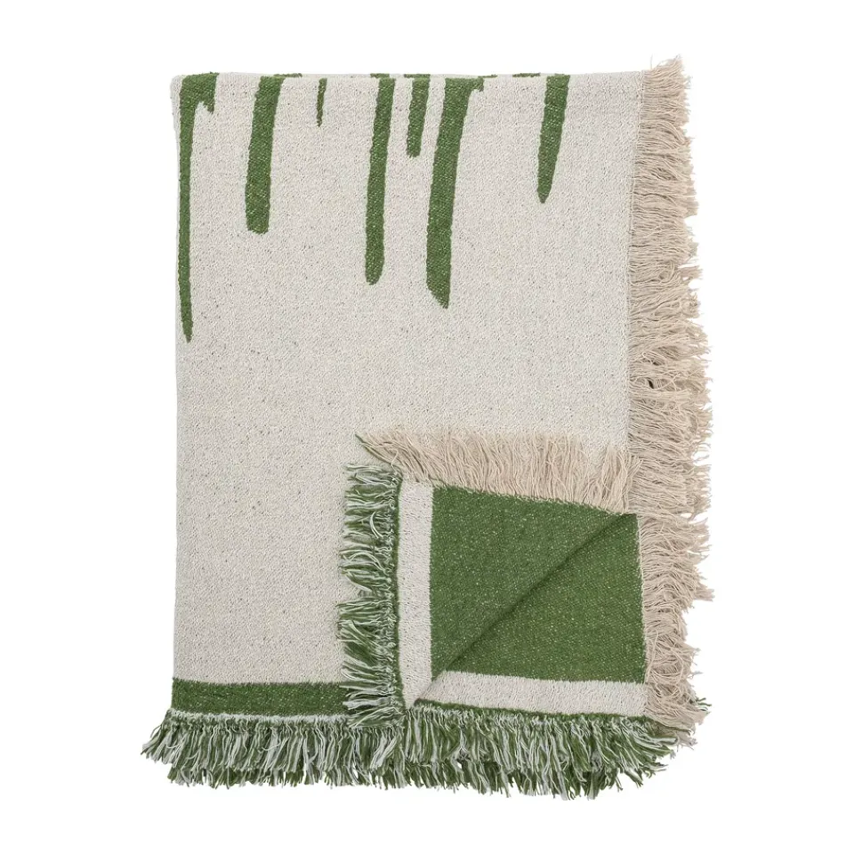 Cotton Blankets & Throws^Bloomingville Haxby throw 130x160 cm, Green