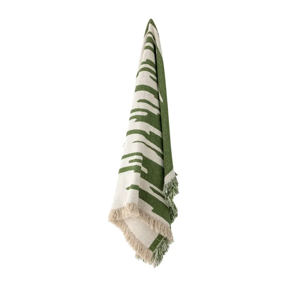 Cotton Blankets & Throws^Bloomingville Haxby throw 130x160 cm, Green