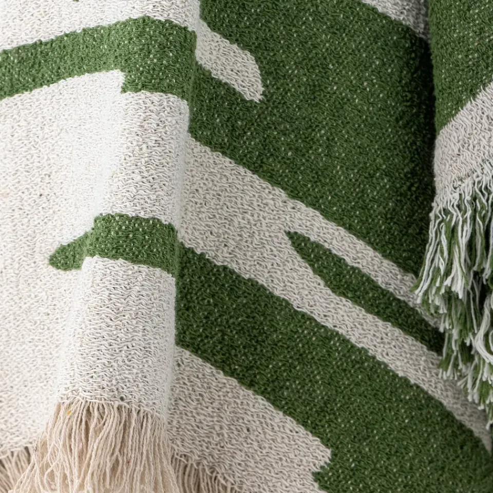 Cotton Blankets & Throws^Bloomingville Haxby throw 130x160 cm, Green