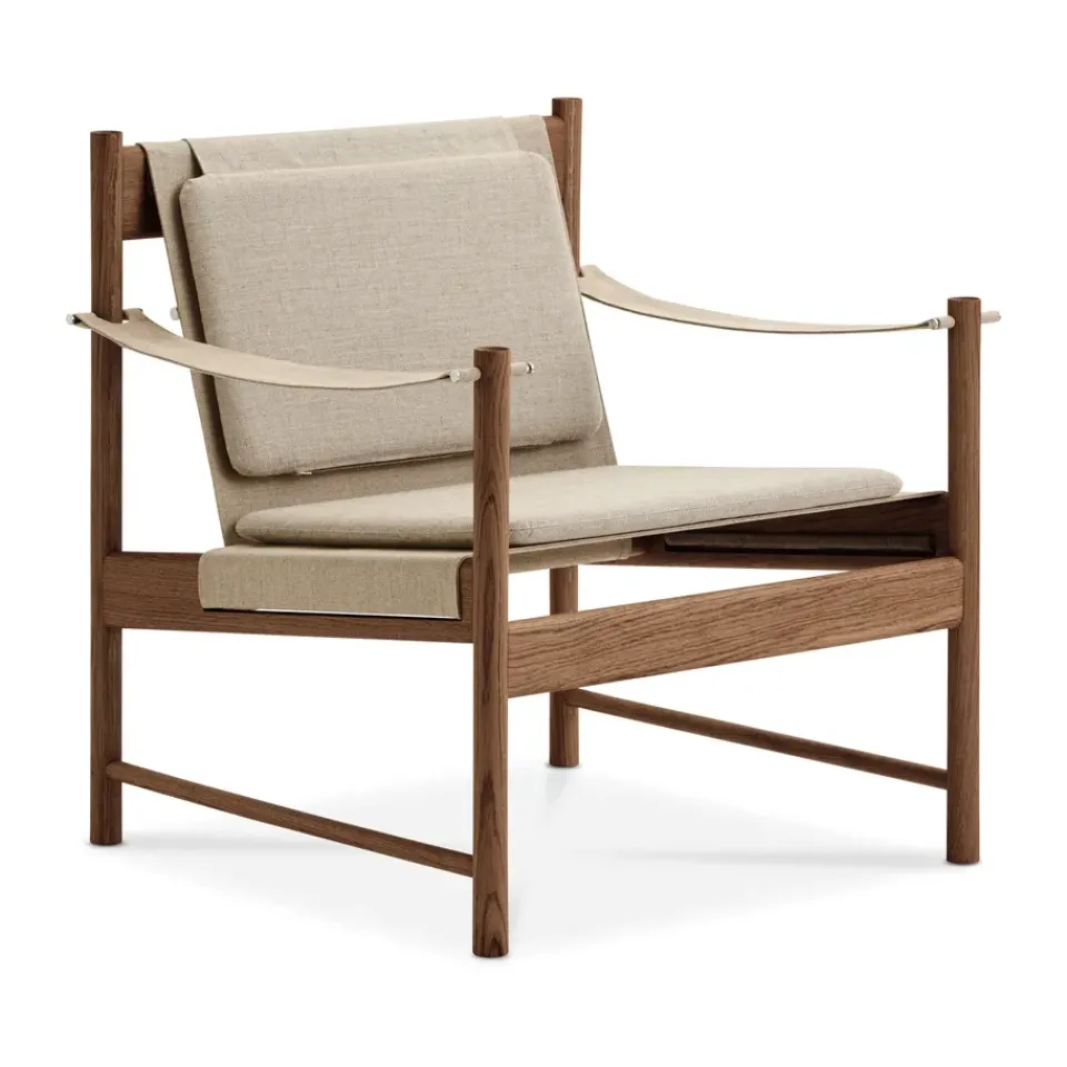 Armchairs & Footstools^Brdr. Krüger HB lounge chair, Smoke oiled oak-canvase nature BrownBeige
