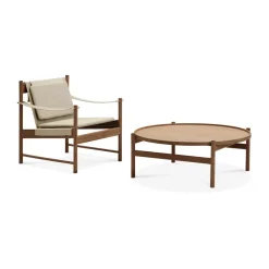 Armchairs & Footstools^Brdr. Krüger HB lounge chair, Smoke oiled oak-canvase nature BrownBeige