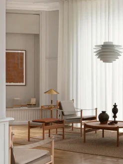 Armchairs & Footstools^Brdr. Krüger HB lounge chair, Smoke oiled oak-canvase nature BrownBeige