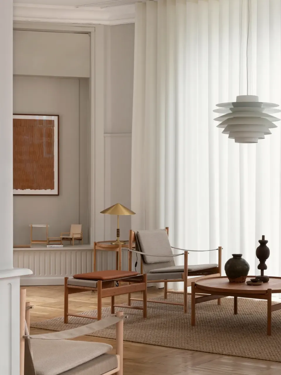 Armchairs & Footstools^Brdr. Krüger HB lounge chair, Smoke oiled oak-canvase nature BrownBeige