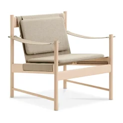 Armchairs & Footstools^Brdr. KrĂĽger HB lounge chair, White oiled maple-canvase nature BrownBeige
