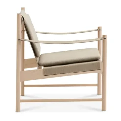 Armchairs & Footstools^Brdr. Krüger HB lounge chair, White oiled maple-canvase nature BrownBeige