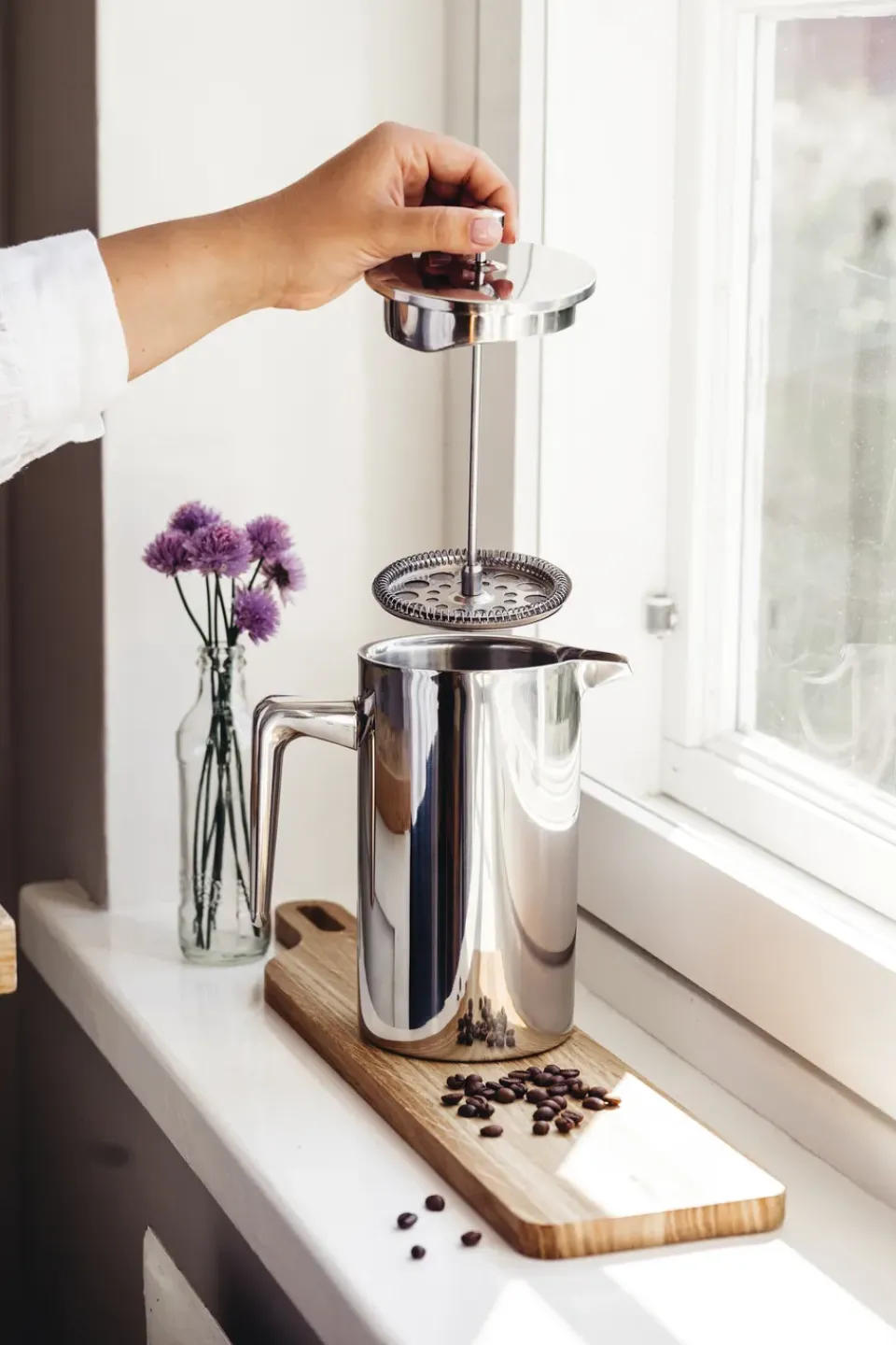 Heirol coffee press stainless steel, 1 L. 8 cups Silver-coloured