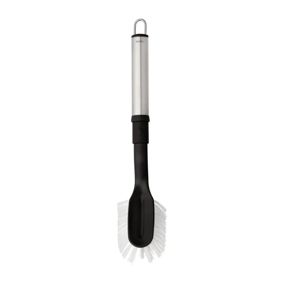 Hot Heirol dish brush with replaceable head, Black-stainless steel BlackSilver-coloured