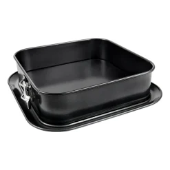 Round Flat Oven & Flan Dishes|More Baking Accessories^Heirol square springform extra wide base, 24x24 cm Black