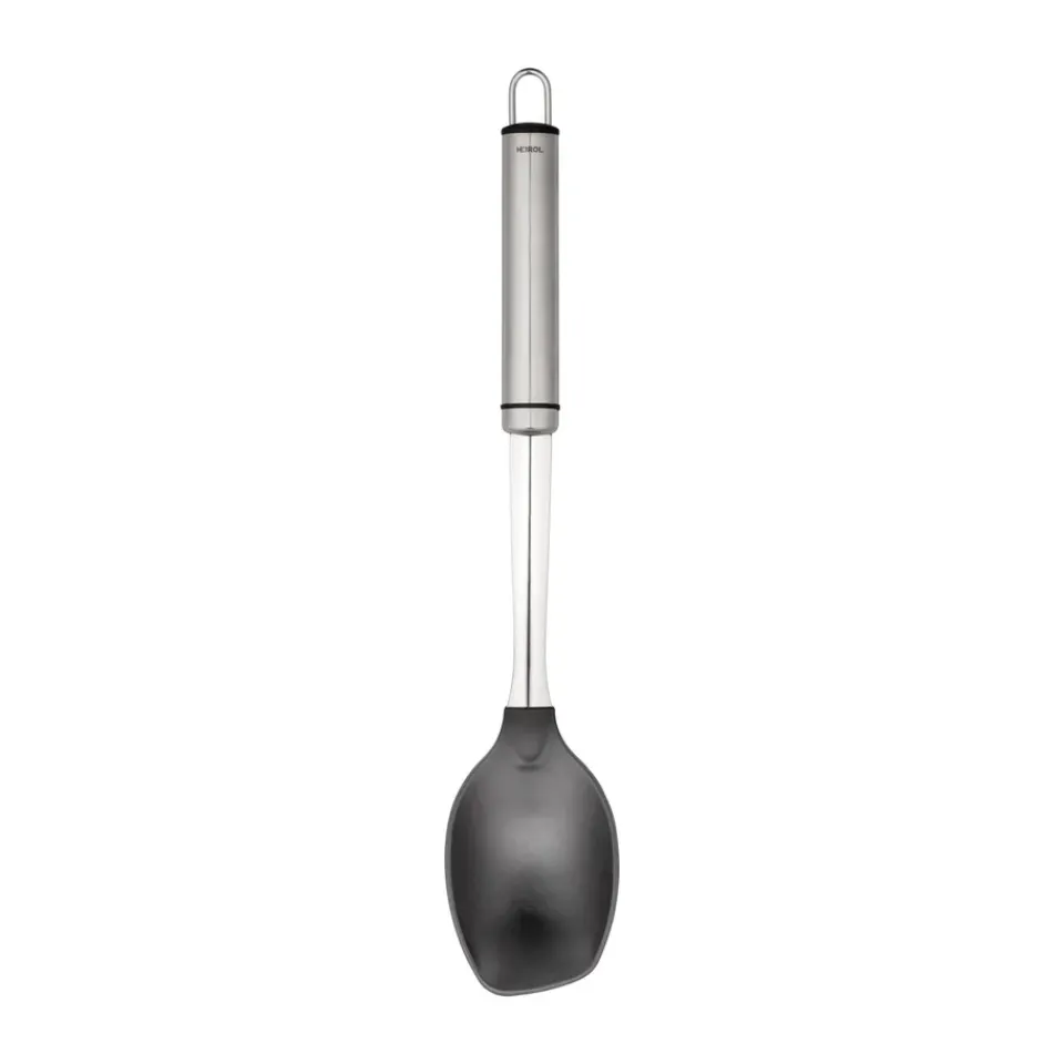 Clearance Heirol Steely serving spoon nylon head, Black-stainless steel BlackSilver-coloured