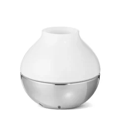 New Georg Jensen Henning Koppel hurricane candle holder, Ø 12 cm Silver-colouredWhite