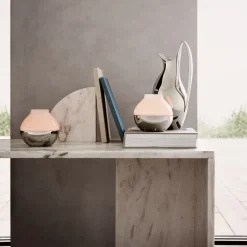 New Georg Jensen Henning Koppel hurricane candle holder, Ø 12 cm Silver-colouredWhite