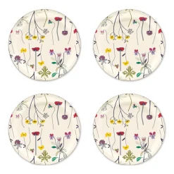 Coasters^Åry Home Herbarium coaster Ø11 cm 4-pack, Off-white Multi