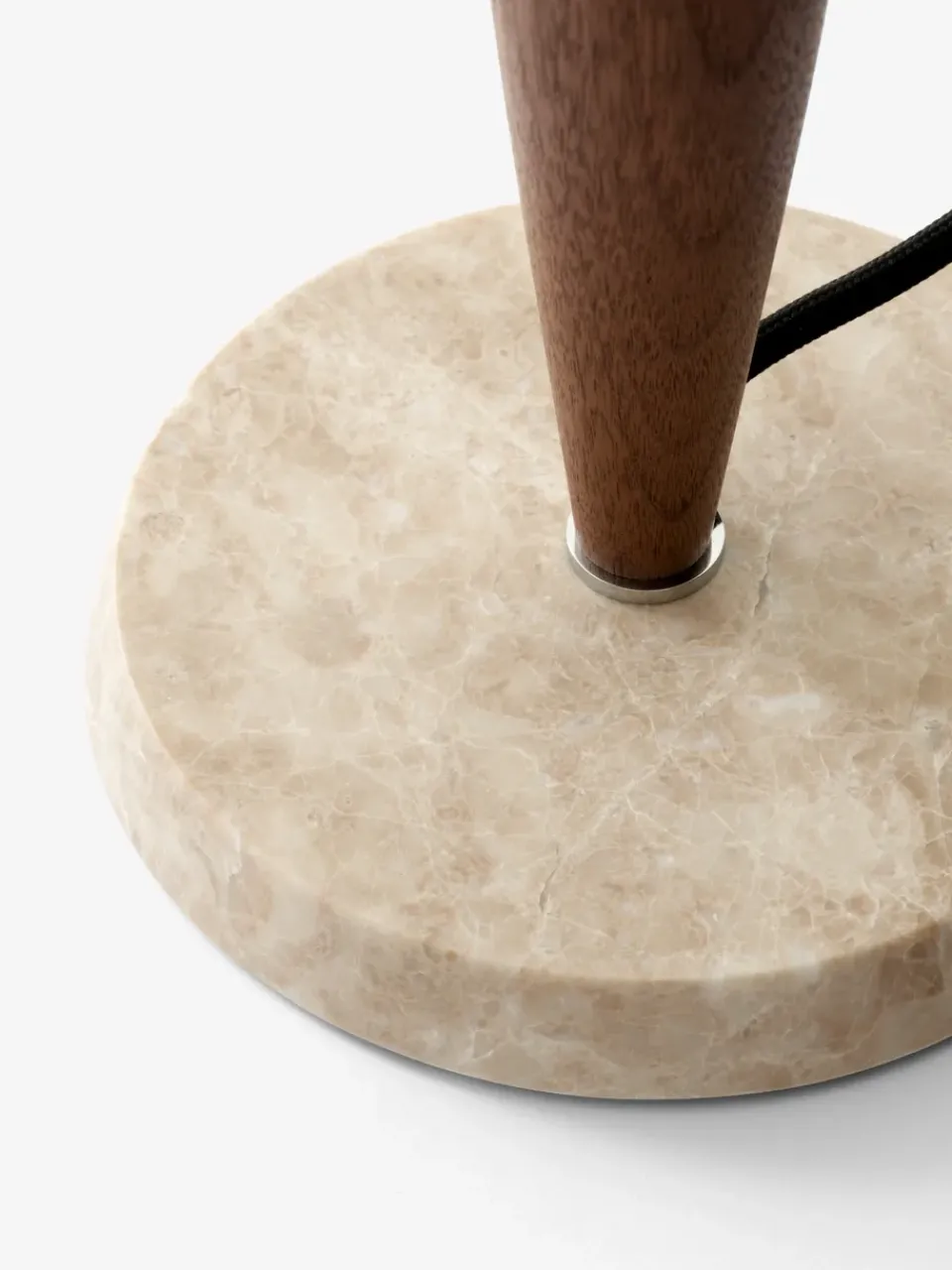 Hot &Tradition Herman SHY3 table lamp, walnut & cream marble, textile cord Brown