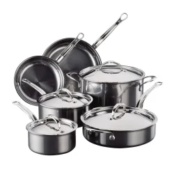 Saucepan Sets^Hestan Nanobond pot and pan set, 10 pieces Silver-coloured