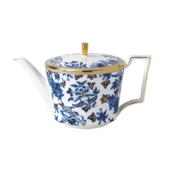 Outlet Wedgwood Hibiscus tea pot, floral BlueWhite