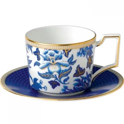 Teacups^Wedgwood Hibiscus teacup with saucer, floral Blue