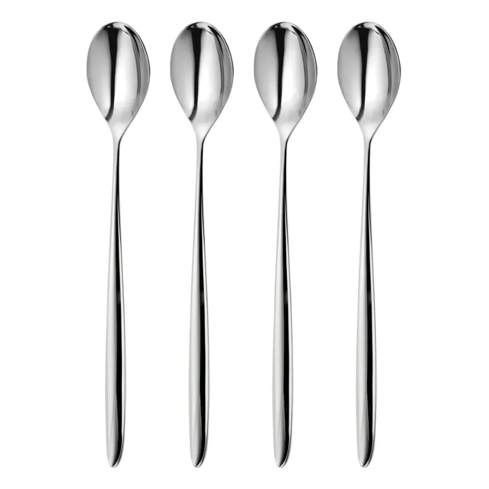 Clearance Robert Welch Hidcote Bright latte spoon 4-pack, Stainless steel Silver-coloured