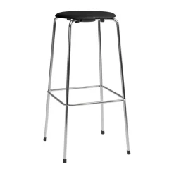 Outlet Fritz Hansen High Dot bar stool, Black ash-chrome BlackSilver-coloured